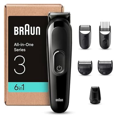 Braun Recortadora de Barba Series 3 Máquina Cortar Pelo, Máquina de afeitar, Cortapelos Hombre Kit 6 En 1 Para Barba, MGK3420