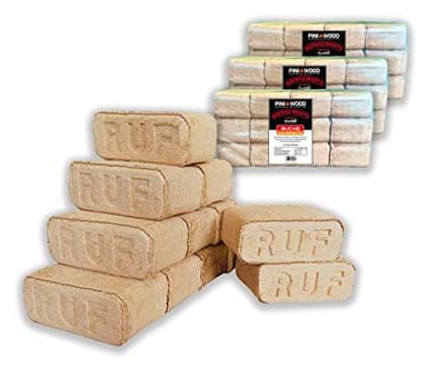 PINI Briquetas de madera de haya 100% de madera de haya RUF para chimenea, horno, barbacoa, hoguera de leña (30 kg)