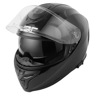 JDC Casco de Moto Integral - Doble Visera Retráctil ECE 22.06 - Sabre - Negro - L