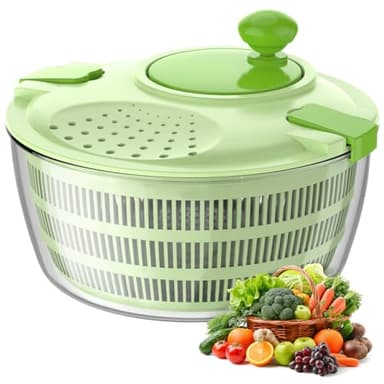 Vihoom Centrifugadora Lechuga, Gran Capacidad 4,5L Escurridor Verduras, Escurridor Lechuga con Bol y Cesta de Malla, Lava y Seca Rápidamente Verduras y Frutas