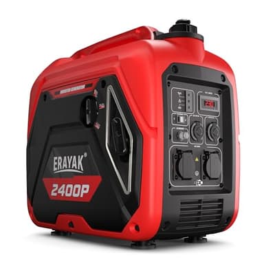 ERAYAK Generador de Corriente de Gasolina de 2400W Generador de Corriente Silencioso de Emergencia, con Sensor de Aceite, Modo Ecológico para Camping, Autocaravanas