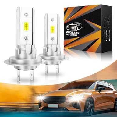Pulilang Bombilla LED H7,24000LM 500% Alto Brillo 6500K Blanco Frío,Reemplazo Halógeno H7 Led de Diseño 1:1,Plug and Play,2PCS