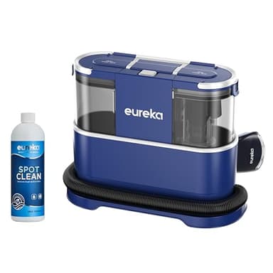 Eureka Aspirador de alfombras | Limpiador de Manchas Multisuperficie para Alfombras, Moquetas, Tapicería, Escaleras y Coche | Depósito de Agua Grande de 1,5L, NEY100 con Fórmula Limpiadora, Azul