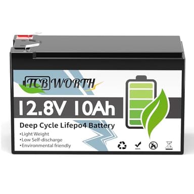 TCBWORTH Bateria LiFePO4 12V 10Ah Batería Litio Ciclo Profundo, 10A BMS para Autocaravana, Sistema Placa Solar, Barco, Hogar, Kit Solar, Camping