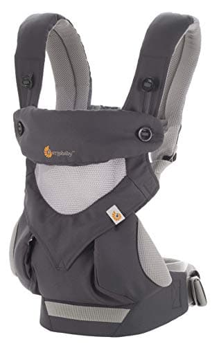 Ergobaby Portabebés 360 Cool Air Mesh Gris Carbón, Bolsa de transporte ergonómica 4en1 Sistema de transporte para bebés Portabebés hasta 20 kg