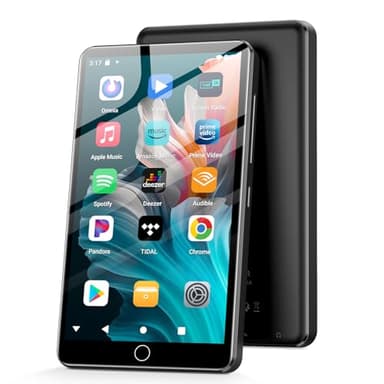 Fanvace 144GB MP3 Players con Bluetooth WiFi, 2000mAh MP4 Players con Pantalla táctil de 4 «y Altavoz, Android 13 OS MP3 Music Players con Spotify Kids, Audible, Amazon Music, Play Store (Black)