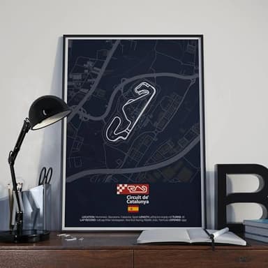 LIUZHUANGDIAN F1 Circuito De Pista Póster Pista Española Pista Negra Vintage Lienzo Pintura Cuadros De Pared Sala De Estar Decoración Del Hogar-40x60cm Sin Marco