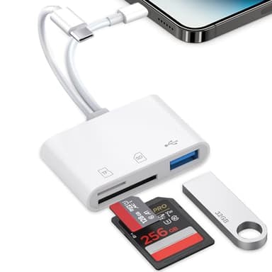 Aplimln Lector de Tarjetas SD para Phone, Lector de Tarjetas SD USB C 3 en 1 con USB, Lector de Tarjetas Micro SD, Adaptador de Tarjeta de Memoria, USB C SD Card Reader para Phone – Plug and Play