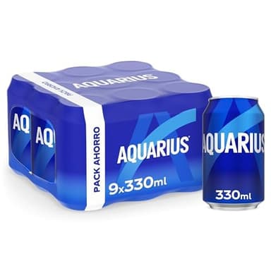 Aquarius Limón Bebida Funcional con Sales Minerales, Baja en Calorías, 9 x 330 ml