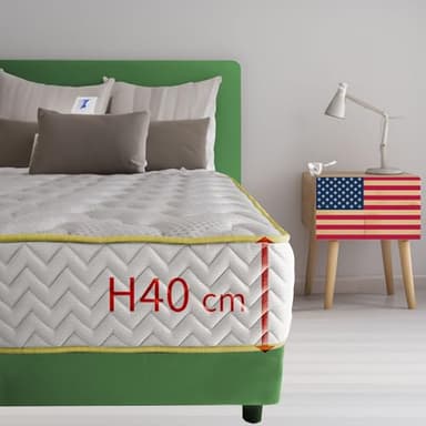 Comfy Line Colchón de espuma viscoelástica King Size 190 x 200 cm, colchón americano contra el dolor de espalda alto 40 cm | Colchón viscoelástico que no se calienta con relleno hipoalergénico – Mod.