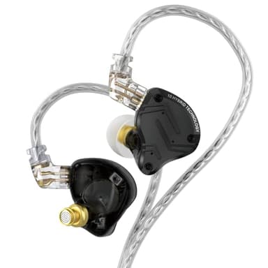 KZ ZS10 Pro X Auriculares In Ear, 4BA 1DD KZ In Ear Monitor con Cable IEM Auriculares Gaming de 2Pin Plateado Desmontable Cascos In Ear para Audiófilio Laptop PC Gaming(Negro X, sin micrófono)