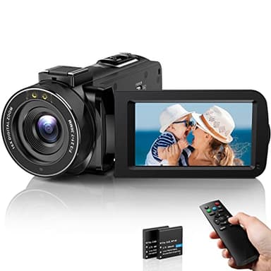DPFIHRGO Videocámara Digital FHD 1080P Cámara de Video 36MP Cámara Vlogging con Pantalla IPS de 3,0'', Zoom Digital 16x, Visión Nocturna por Infrarrojos, Mando a Distancia y 2 Baterías