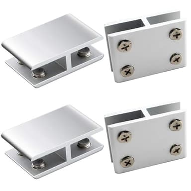 Abrazaderas de Vidrio 4 Piezas Soporte Vidrio 10mm-12mm Soporte Estante Cristal Abrazadera de Aleación de Aluminio para Gabinete Escalera Ducha Pared Clavijas Ajustables, 180 Grados