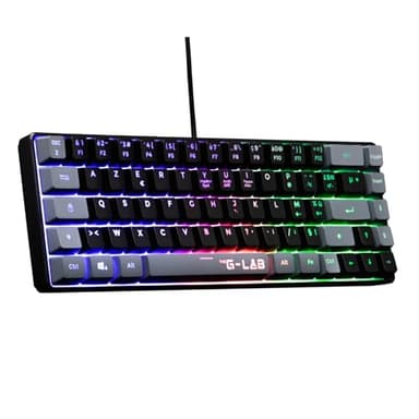 The G-Lab Keyz Hydrogen - Teclado Gaming AZERTY – Incluye Ñ - Teclado para Juegos Semi mecanico - Teclado Gamer 60%, retroiluminación Multicolor - Mini Teclado Gamer silencioso, para PC,PS4,PS5