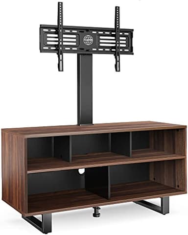 FITUEYES Soporte TV con Soporte TV para Pantalla 32''-65'' en Madera Altura Regulable 1251/1371mm Ángulo Regulable ±20°Carga Máxima 45KG