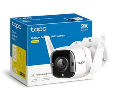 TP-Link TAPO Camara Vigilancia wifi Exterior, 3MP Alta Resolución, IP66 a Prueba de Agua y Polvo, Hasta 30m Visión Nocturna, Detección de Movimiento & Alarma Instantánea, Admite Tarjeta SD de 128GB