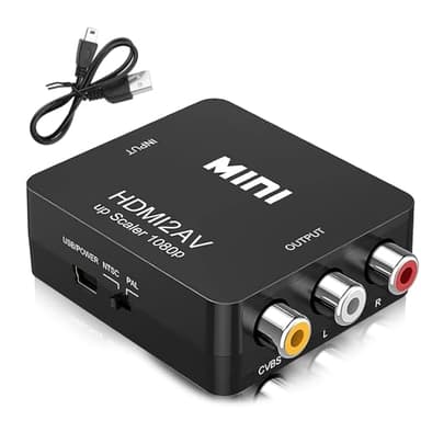 Convertidor HDMI a RCA, Adaptador Convertidor de Audio y Video Compuesto HDMI a AV, Adaptador HDMI a AV, para PC, Ordenador portátil, Xbox 360, Playstation 3/4, Reproductor BLU-Ray, Android TV Box