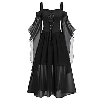 riou Vestidos Medievales Para Mujer Tallas Grandes Halloween Tallas Grandes Gótico Vestido de Noche con Ribete Encaje Disfraces Originales Fiesta Cosplay Disfraz para Carnaval