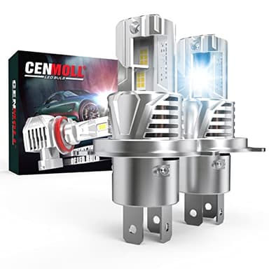 Cenmoll Bombilla H4 Led, 120W 24000LM 6000K Blanco Frío 600% Brillo Bombillas H4 Led Coche Canbus Libre de Errores Diseño Inalámbrico Todo en Uno Xenón Halógeno Kit de Conversión de Repuesto, 2 pezzi