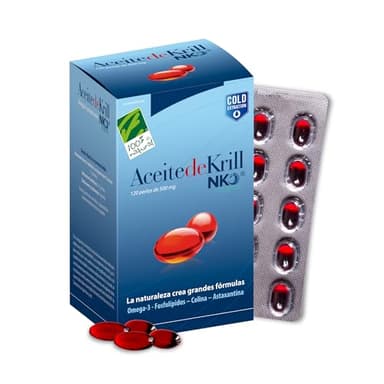 Aceite de Krill Antártico NKO 1000mg - Omega 3 EPA + DHA - 120 Perlas - Con Fosfolípidos, Colina y Astaxantina - 3 Veces Más Biodisponibilidad que Aceite de Pescado - Extracción en Frío - 100% Natural