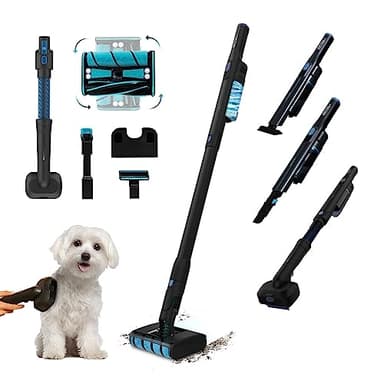Cecotec Aspirador Escoba Scoba 2100 Twice Animal, Motor Digital Brushless, 20m kpa de succión, 210W, diseño Ligero, Cabezal motorizado Dual Brush, cepilo para Animales