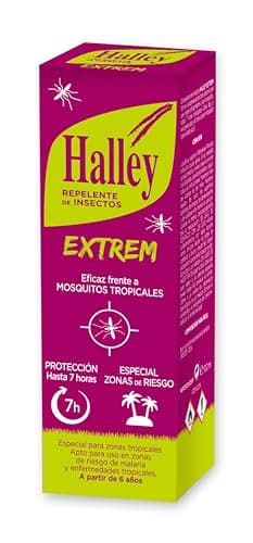 HALLEY – EXTREM Repelente de Insectos | Para Zonas Tropicales de Alto Riesgo | Eficacia Hasta 7 Horas. Eficaz frente a Mosquito Tigre y Mosquitos Tropicales | Protección con IR3535 30% | 6 Años +