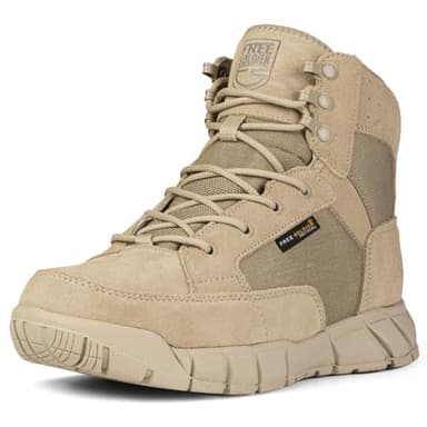 FREE SOLDIER Stivali da Uomo Ultraleggeri Stivali da Lavoro Tattici Militari 6" inch High-Tops Stivali da Neve Traspiranti Traspiranti per Camminare a Piedi (Abbronzatura 39 EU)