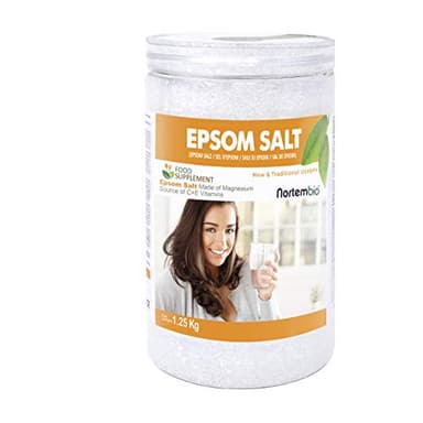 Nortembio Sal de Epsom Alimentaria 1,25 Kg. Sulfato de Magnesio Para Tomar. Fuente de Vitaminas C y E. Sal de Higuera e Inglesa Para Limpieza de Hígado. Cacito Dosificador Incluido.
