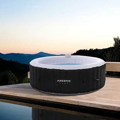 Arebos SPA Hinchable Piscina de hidromasaje | Hinchable | Redonda | para Interior y Exterior | ⌀ 208 cm | 6 Personas | 130 chorros de Masaje | 1000 litros