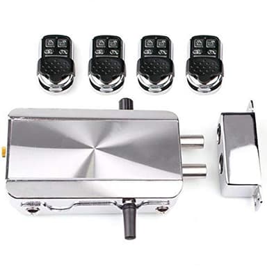Kit de bloqueo de puerta de control remoto,cerradura inteligente electrónica on 4 mandos,sistema de cerradura mecánica invisible para el hogar,cerradura invisible,cerradura inteligente puerta exterior
