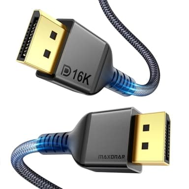 Maxonar 16K Cable DisplayPort 2.1 de 4 m DP 2.0 cable 16K a 60Hz, 10K@60Hz, 8K@120Hz, 4K@480Hz/240Hz 80Gbps HDR10 HDCP DSC 1.2a FreeSync Cable de pantalla G-Sync para juegos Monitor