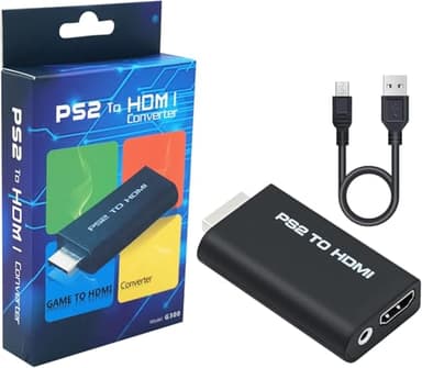 Mcbazel PS2 Adaptador HDMI de Audio y Video Convertidor HDMI con Salida de Audio de 3.5 mm para HDTV HDMI Monitor, Compatible con PS1 y PS2 10000, 30000, 50000 y 70000