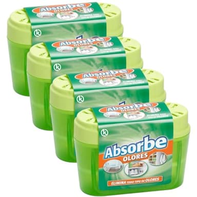 KROWN - Absorbe Humedad, Deshumidificador Antihumedad Habitación, Atrapa Humedad Interior para Armarios, Cocina, Coche, Trasteros, Baños (Absorbe Olores, 4 Unidades)