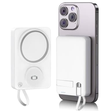 Power Bank Magnético 10000mAh, Bateria Externa Carga Rapida, Incluye Soporte y Puerto USB-C,Compatible con iPhone/16/15/14/13/12/Apple Watch 8/7 Ultra AirPods 4/3 Pro, etc. (D-14)