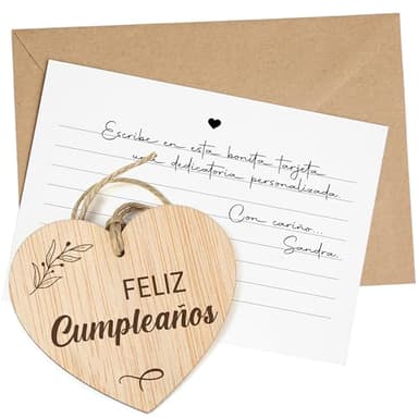 CONTRAXT Regalos tarjeta felicitacion cumpleaños. Tarjeta de Feliz Cumpleaños en Madera Regalos originales cumpleaños amiga amigo hombre mujer birthday cards (Feliz Cumpleaños)