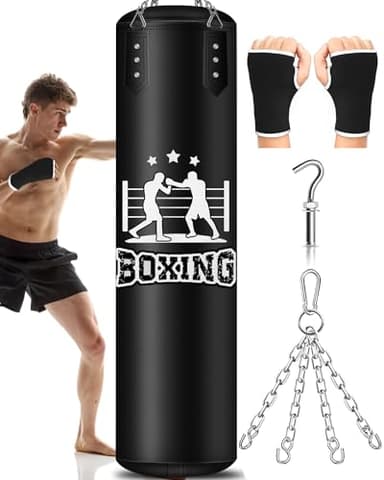 Sacco da Boxe per Adulti Appendere, Non Riempiti Sacchi da Boxe 120cm per Kickboxing Muay Thai Karate Judo Taekwondo MMA Punching Bag