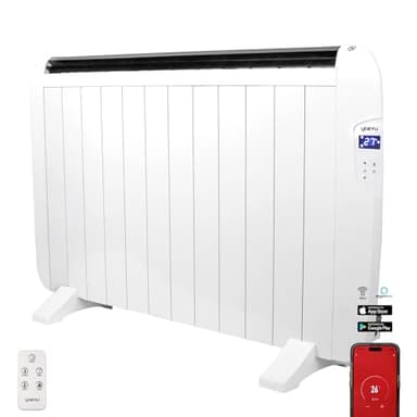 YOEVU Emisor termico de Aluminio, 2000W, Calefactor Bajo Consumo, Diseño Moderno, Blanco (2000W | 12 Elementos)