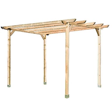 Suinga PERGOLA DE Madera para Jardin y Porche 240x240x250 cm. Presentación: 4 Postes 9 x 9 x 250 cm, 2 traviesas 240 cm, 4 Listones 240 cm y 4 escuadras.