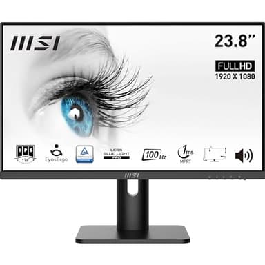 MSI Pro MP243XP Monitor de Oficina Full HD de 23,8'', Panel IPS 1920 x 1080, 100 Hz, Pantalla Agradable a la Vista, Montaje VESA, Altavoces Integrados, Soporte Kit de Pantalla, HDMI 1.4, DP 1.2a