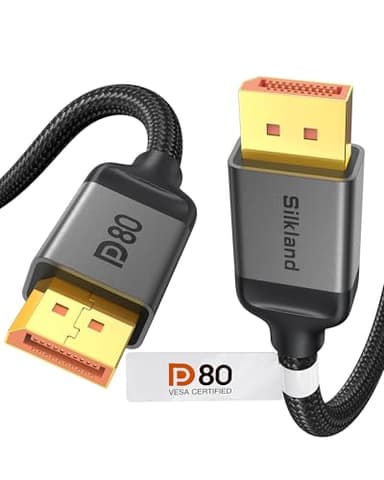 Silkland Cable DisplayPort 2.1 80Gbps 2M [Certificado VESA] DP80, [8K@240Hz, 4K@540Hz 360Hz 240Hz, 16K@60Hz] Cable DP 2.1, Compatible con FreeSync, HDR, DSC per Monitores Gaming, 5090 7900XTX - S1334