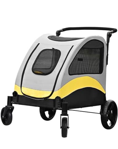 BingoPaw Carro Perro: Carrito para Perros Plegable Cochecito para Perros Carrito para Mascotas Mediano Grande con Marco de Acero, Ruedas Amortiguadoras y Frenos, Carga Max. 55kg