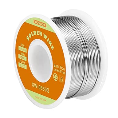 TOWOT Alambre de soldadura sin plomo, Alambre de Soldadura Sin Plomo con Núcleo de Colofonia(Sn99.3% Cu0.7%/0.8mm,50g)