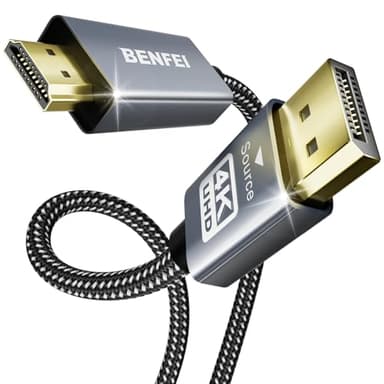 BENFEI 4K Cable DisplayPort a HDMI 1.8M [carcasa de aluminio, trenzado de nailon], cable de pantalla Uni-Direction (PC) DP 1.2 a HDMI 1.4 monitor compatible con HP, ThinkPad, AMD, NVIDIA y más