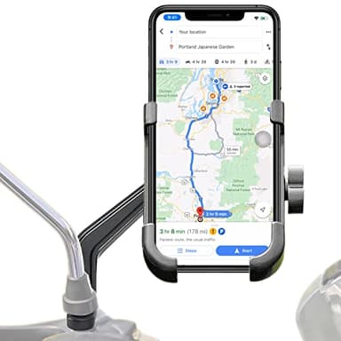 Homeet Soporte Móvil Moto, Soporte Telefono Motocicleta Universal Aleación de Aluminio 360 Rotación Soporte Moto Retrovisor Antideslizante para 4"-7.2" Telefono y GPS