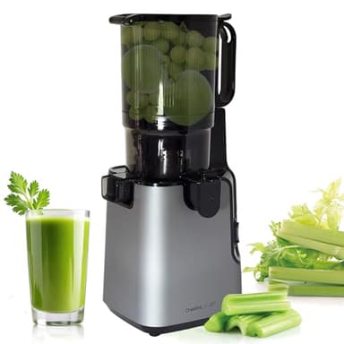 Charmline 100% sin BPA Licuadora Prensado en Frio, Tolva de Alimentación de 130mm Slow Juicer, Extractor de Zumos y Verduras, Extractor de Jugos y Verduras, 1,8L, 250W Eléctrico Exprimidor