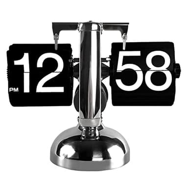 Tyenaza Flip Desk Clock, Mechanical Digital Flips Desk Reloj, Retro Minimalista Single Foot Mechanical Auto Flips Clocks de Escritorio, para Decoración de Salón, Dormitorio, Oficina(Negra)