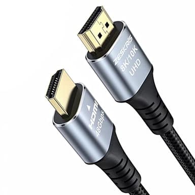 ZESKRIS 2m Cable HDMI 2.1 de 8 K, 4 K a 120 Hz, 8 K a 60 Hz, 144 Hz, eARC HDR 10 HDCP 2.2 2.3 cables HDMI para laptop, monitor, PS5, PS4, Xbox One, 8 K UHD TV