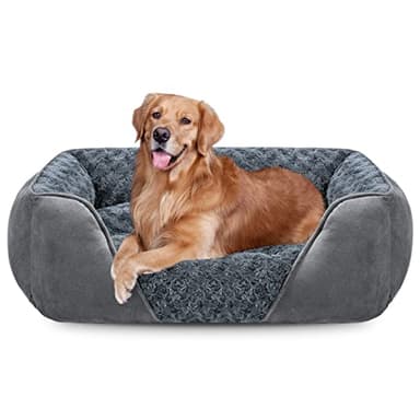 JOEJOY Cama Perro Grande, Cama para Perros Lavable, Fluffy Antideslizante Antiansiedad Camas Perros, Suave Cómoda Rose Swirl Peluche Camas Perros, Cama para Perros y Gatos Grandes, 89x63x23cm