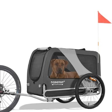DOGGYHUT® 80103 Premium XL Remolque de bicicleta para perros de hasta 45 kg para perros y perros grandes