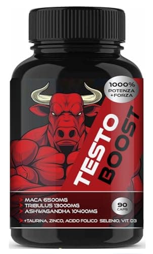 Potenciador testosterona hombre | Testosterona musculación potente. Para desatar la líbido natural. Testo Boost Potenciador + Masa muscular + Fuerza + Energía + Resistencia.